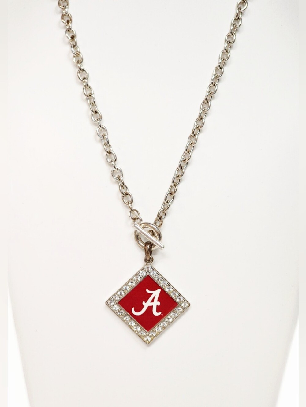 Alabama Crimson Tide Silver Necklace with 'A' Pendant Crystals Collegiate Style
